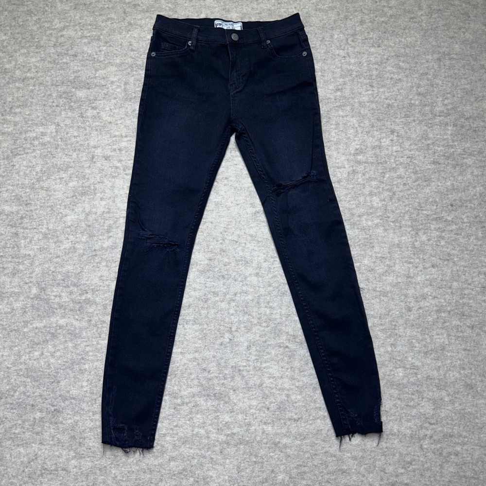 Free People Womens Black Distressed Raw Hem Skinny Jeans Size‎ 25
